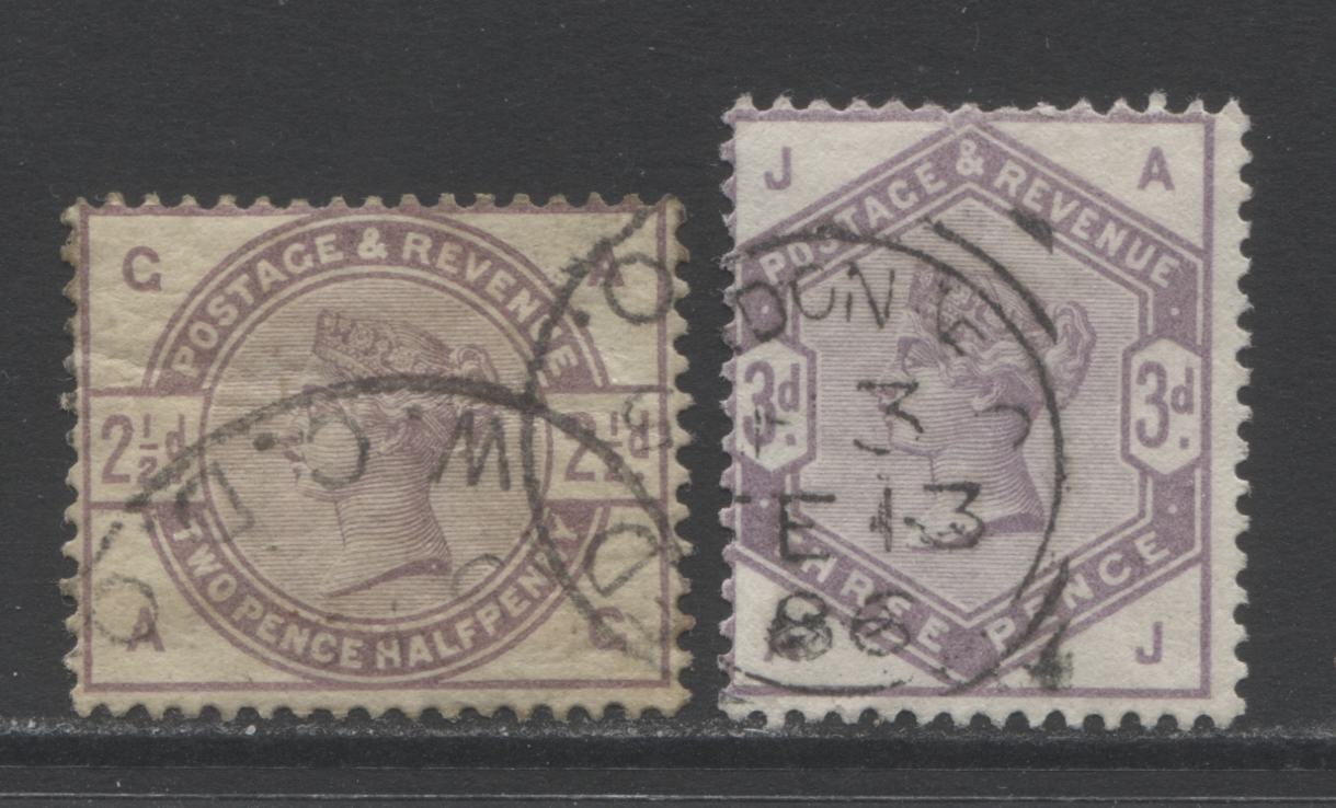 Lot 324 Great Britain SC#101-102 1883-1884 Lilac and Green Issue, A Fine Used Range Of Singles, 2017 Scott Cat. $177 USD, Click on Listing to See ALL Pictures