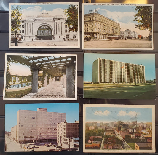 A Group of 6 Postcards From Winnipeg, Manitoba, Showing Various Views and Buildings, From The 1910's, 1940's and 1960's, Overall VG and VF, Net Est. $4