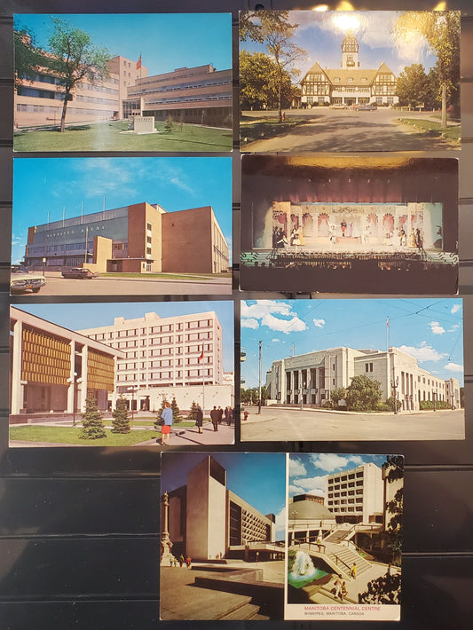 A Group of 7 Postcards From Winnipeg, Manitoba, Showing Various Landmarks, From The 1960's and 1970's, Overall VF, Net Est. $4