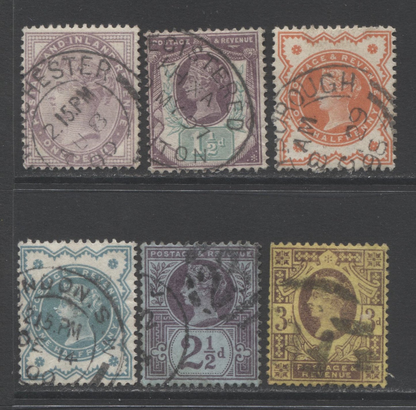 Lot 328 Great Britain SC#89/125 1887-1900 Jubilee Issue, A Fine/Very Fine Used Range Of Singles, 2017 Scott Cat. $21.35 USD, Click on Listing to See ALL Pictures