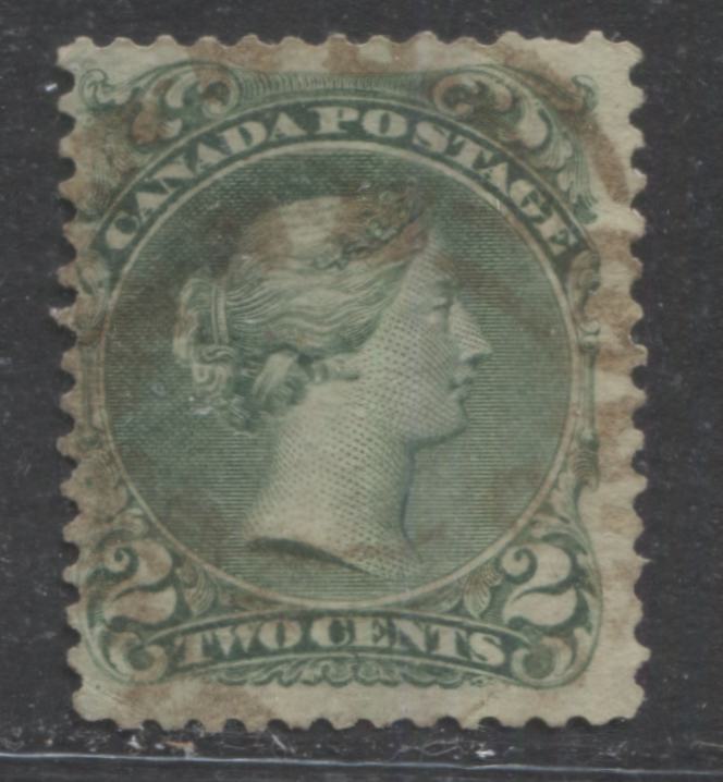 Lot 328 Canada #24 2c Green Queen Victoria, 1868-1897 Large Queen Issue, A Good Used Example First Ottawa Printing, Perf. 12, Duckworth Paper 4