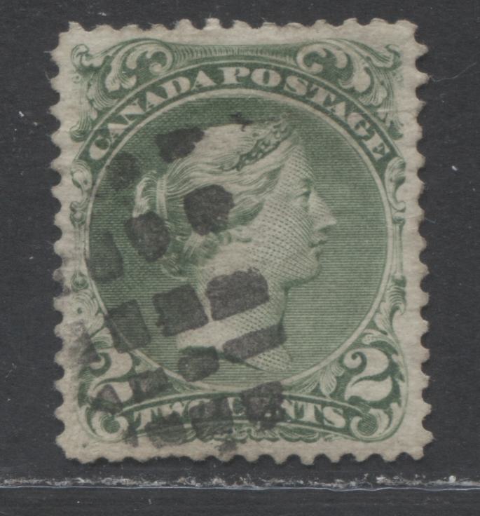 Lot 329 Canada #24 2c Green Queen Victoria, 1868-1897 Large Queen Issue, A Fine Used Example First Ottawa Printing, Perf. 12, Duckworth Paper 9, Segmented Cork Cancel