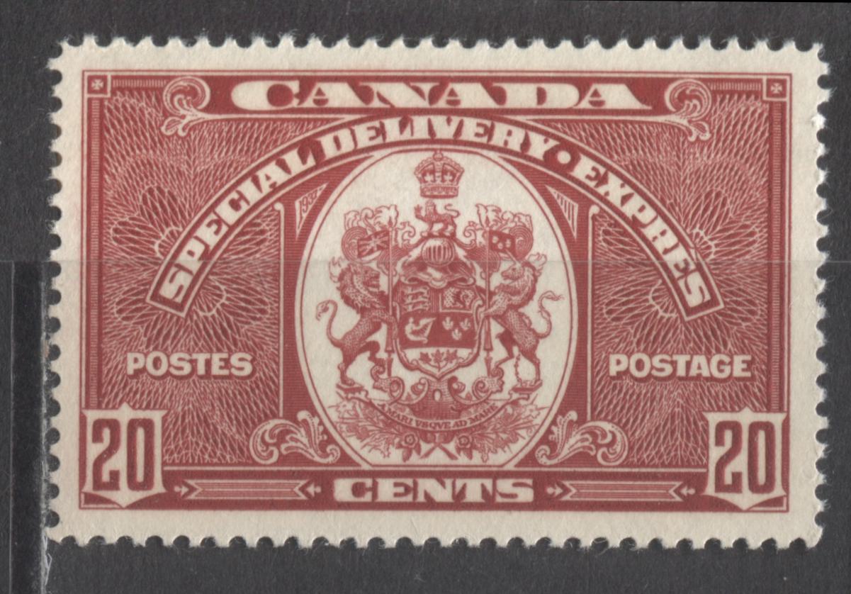 Lot 329 Canada #E8 20c Dark Carmine Coat Of Arms, 1938 Special Delivery Issue, A VFNH Single On Vertical Wove Paper With Deep Cream Gum
