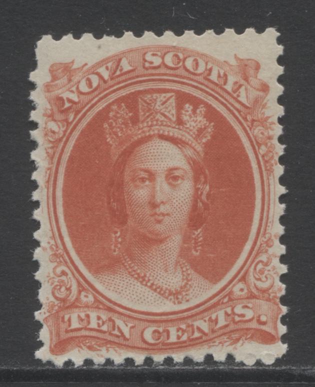 Lot 330 Nova Scotia #12 10c Vermilion Queen Victoria, 1860-1867 Cents Issue, A VFNH Example  On White Paper