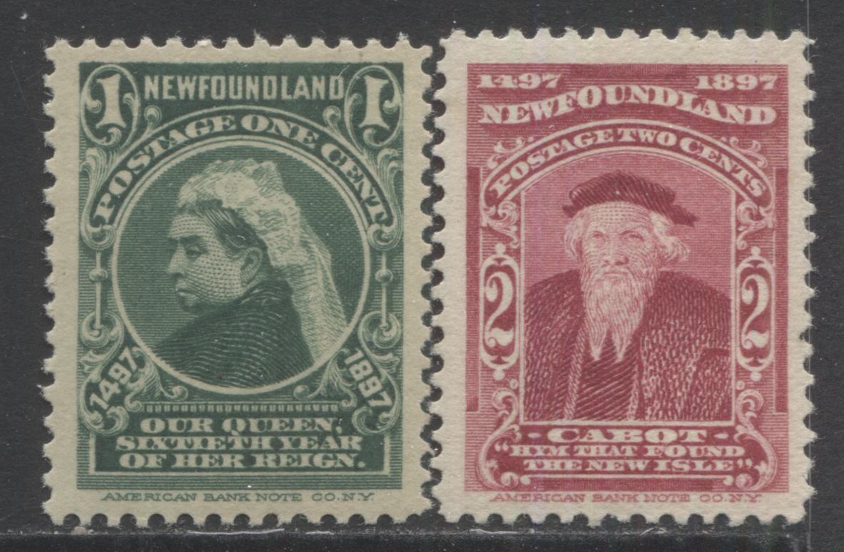 Lot 331 Newfoundland #61-62 1c-2c Green & Lake Queen Victoria, 1897 John Cabot Issue, Two VFNH Examples  On Soft Horizontal Wove Paper