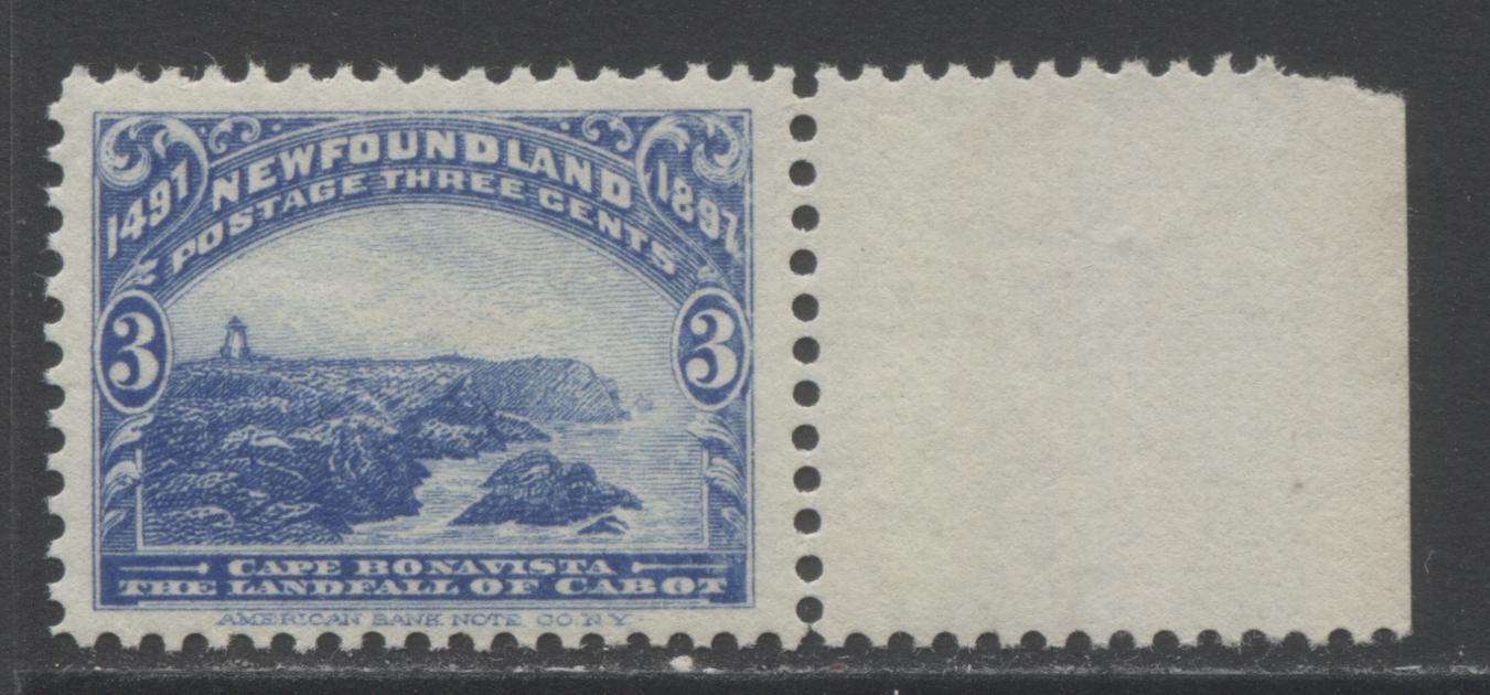 Lot 332 Newfoundland #63 3c Ultramarine Cape Bonavista, 1897 John Cabot Issue, A VFNH Example  On Soft Vertical Wove Paper
