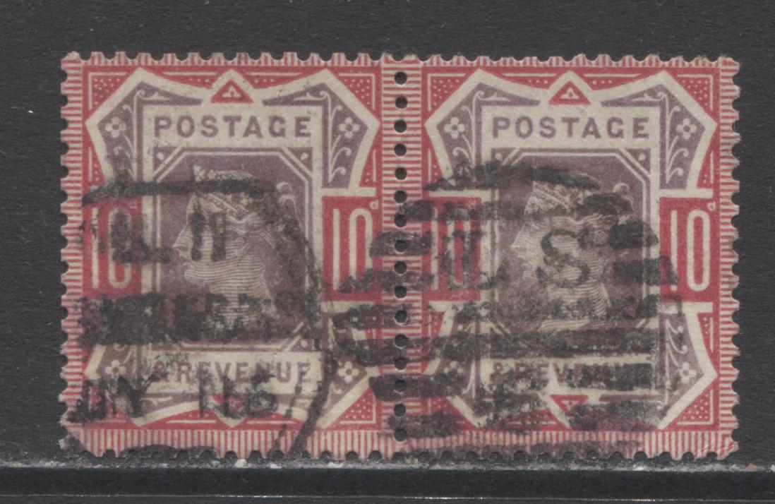 Lot 333 Great Britain SC#121 10d Carmine Rose & Lilac 1887-1892 Jubilee Issue, A Very Good Used Pair, Est. $30, Click on Listing to See ALL Pictures