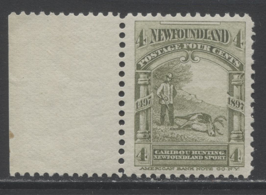 Lot 333 Newfoundland #64 4c Olive Green Caibou Hunting, 1897 John Cabot Issue, A VFNH ExampleOn Soft Horizontal Wove Paper