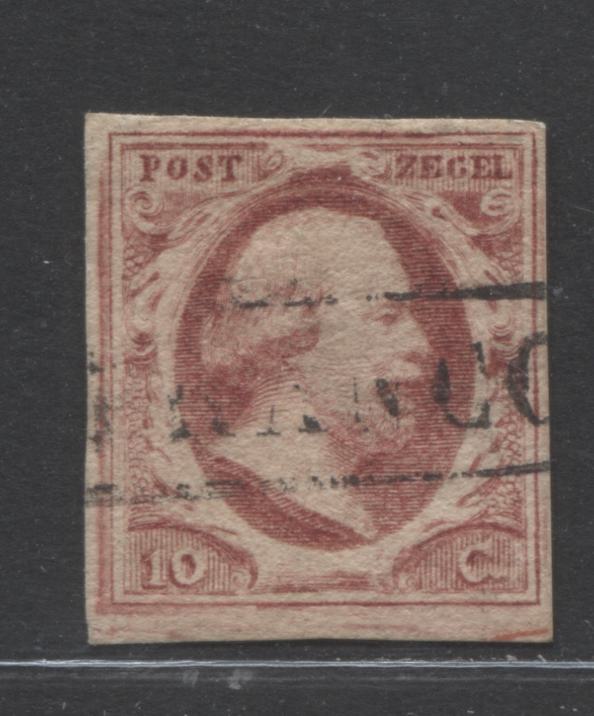 Lot 334 Netherlands SC#2 10c Red 1852 William III Issue, A Fine Used Example, 2022 Scott Classic Cat. $27.50 USD, Click on Listing to See ALL Pictures