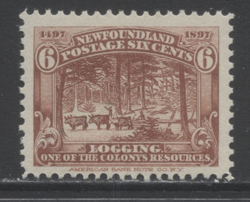 Lot 334 Newfoundland #66 6c Red Brown Logging, 1897 John Cabot Issue, A VFNH Example  On Soft Vertical Wove Paper