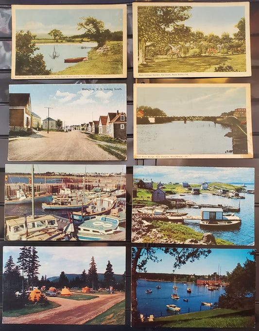 A Group of 8 Postcards From Nova Scotia, Showing Various Views, From The 1920's and 1950's-1970's, Overall VG to VF, Net Est. $5