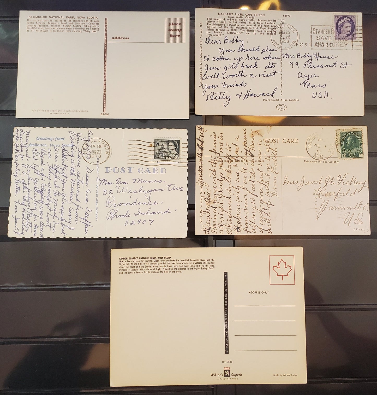 A Group of 5 Postcards From Nova Scotia, Showing Various Views, From The 1910's, 1950's-1970's, Overall VG and VF, Net Est. $2