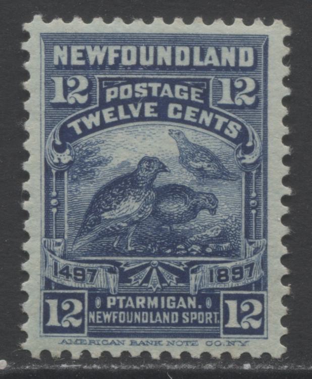 Lot 336 Newfoundland #69 12c Dark Blue Ptarmigan, 1897 John Cabot Issue, A VFNH Example  On Soft Horizontal Wove Paper