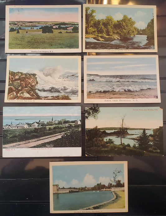 A Group of 7 Postcards From Nova Scotia, Showing Coastal and River Views, From The 1910's, 1940's and 1950's, Overall VG to VF, Net Est. $6