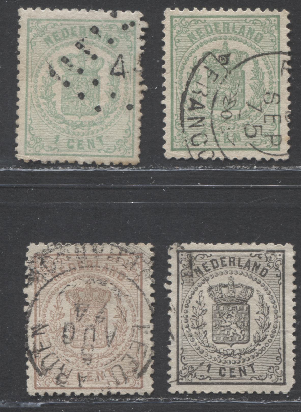 Lot 339 Netherlands SC#17-18 1869-1871 Arms Issue, A F/VF Used Range Of Singles, 2022 Scott Classic Cat.$78.25 USD, Click on Listing to See ALL Pictures