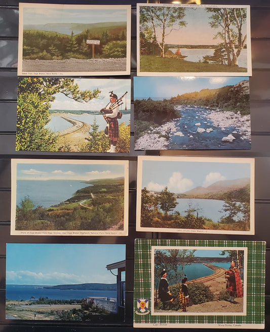 A Group of 8 Postcards From Cape Breton, Nova Scptia, Showing Cabot Trail and Water Views, From The 1920's-1930's, 1950's and 1980's, Overall F/VF, Net Est. $6
