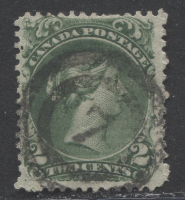 Lot 340 Canada #24b 2c Green Queen Victoria, 1868-1897 Large Queen Issue, A Good Used Example First Ottawa Printing, Perf. 12, Duckworth Paper 1, #7 2-Ring Cancel for Saint John