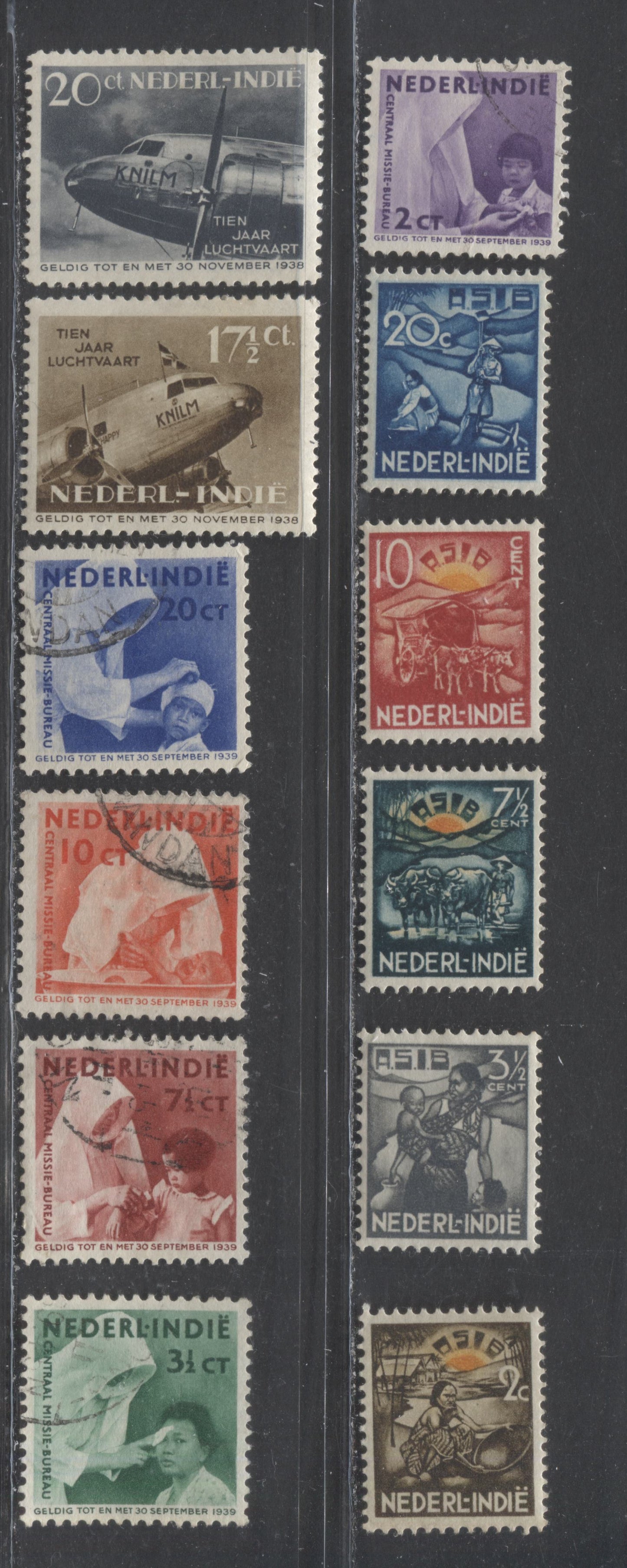 Lot 34 Netherlands Indies SC#B32-B41 1937-1938 Semipostals, A F/VFOG & Used Range Of Singles, 2017 Scott Cat. $11.05 USD, Click on Listing to See ALL Pictures