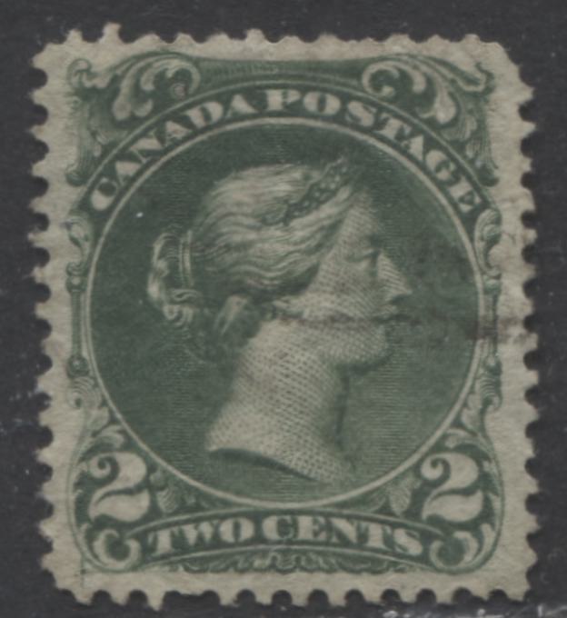 Lot 341 Canada #24b 2c Deep Green Queen Victoria, 1868-1897 Large Queen Issue, A VG Used Example First Ottawa Printing, Perf. 12, Duckworth Paper 2
