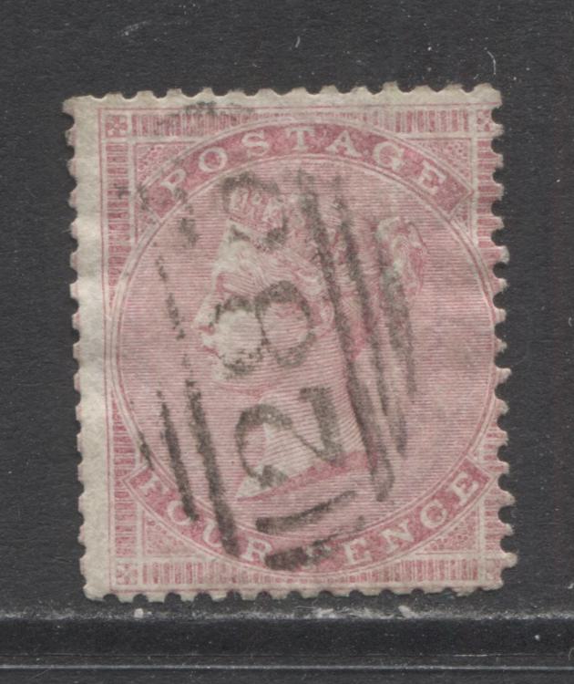 Lot 342 Great Britain SC#26 4p Rose 1857 Surface Printed Issue Without Corner Letters on White Paper, A Fine/Very Fine Used Example, 2022 Scott Classic Cat. $125, Click on Listing to See ALL Pictures