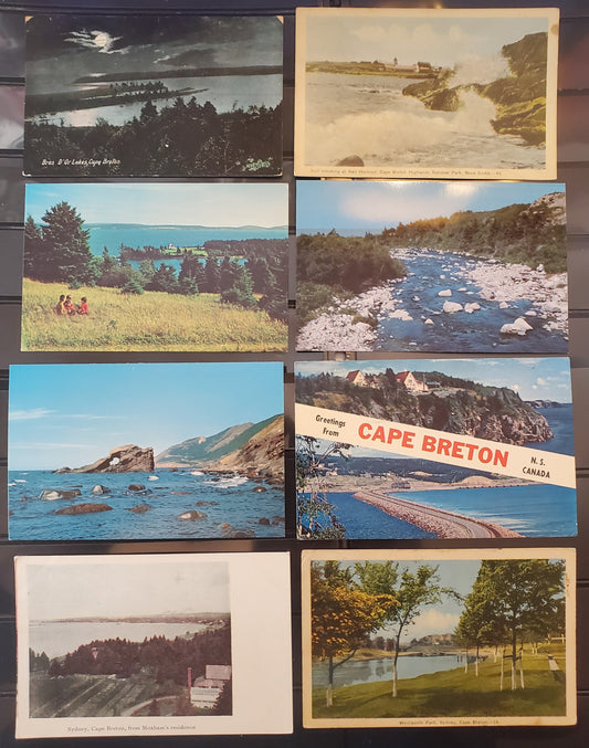 A Group of 8 Postcards From Cape Breton, Nova Scotia, Showing Various Coastal and River Views, From The 1910's-1940's and 1960's-1970's, Overall VG to VF, Net Est. $5