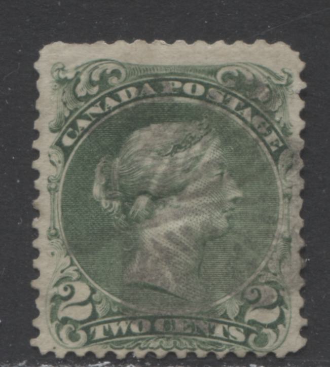 Lot 346 Canada #24 2c Green Queen Victoria, 1868-1897 Large Queen Issue, A VG Used Example First Ottawa Printing, Perf. 12 x 12.1, Duckworth Paper 10, Fancy Leaf Cancel