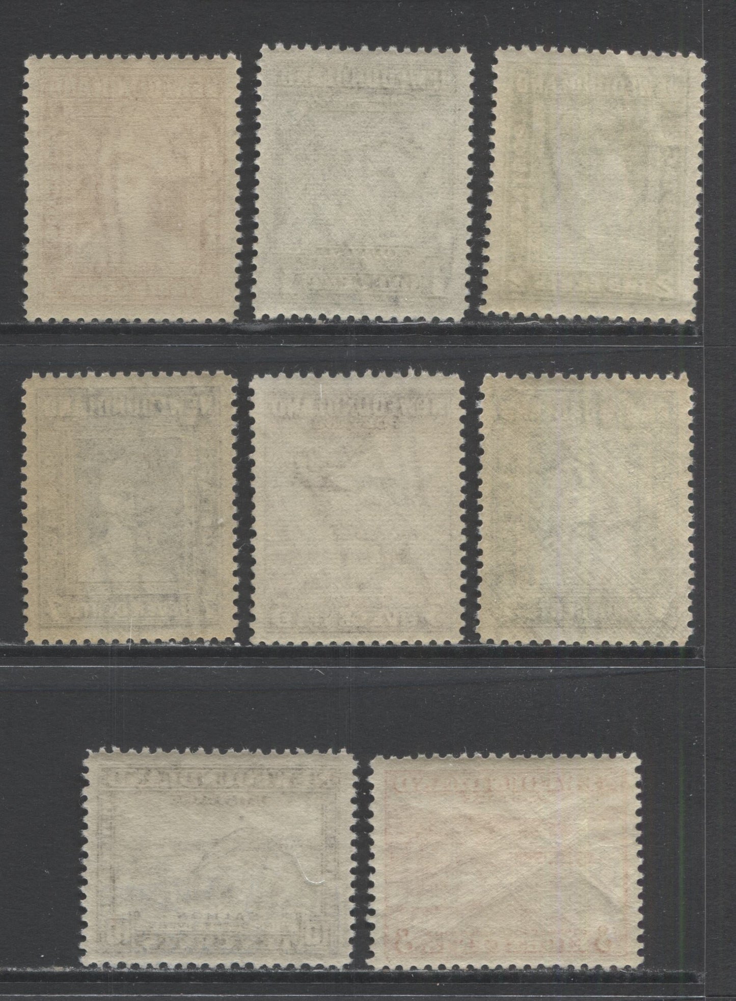 Lot 346 Newfoundland #253-260 1c-10c Dark Gray - Brownish Black Codfish - Salmon Leaping Falls, 1941-1944 Waterlow Re-Printed Definitive Issue, 8 VFNH Singles