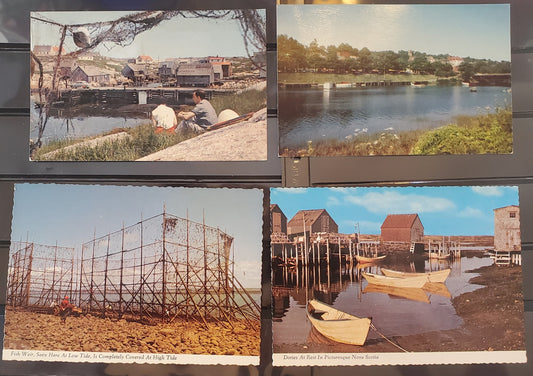 A Group of 4 Postcards From Nova Scotia, Showing Coastal and River Views, From The 1960's, Overall VG and VF, Net Est. $2