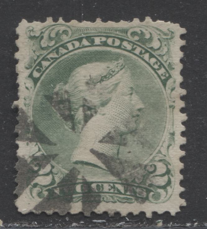 Lot 348 Canada #24i 2c Emerald Green Queen Victoria, 1868-1897 Large Queen Issue, A VG Used Example First Ottawa Printing, Perf. 11.9 x 12.1, Duckworth Paper 9, Circle of Wedges Cancel