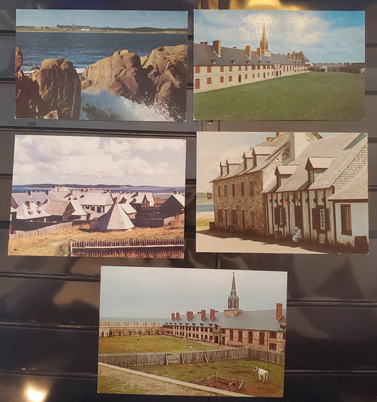 A Group of 5 Postcards From Louisburg, Nova Scotia, Showing The Fortress, From The 1970's-1980's, Overall VF, Net Est. $3