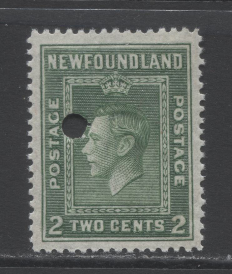 Lot 350 Newfoundland #254var 2c Green King George VI, 1941-1944 Second Resources Issue, A VFNH Example   Requisition Proof, Gummed on Both Sides