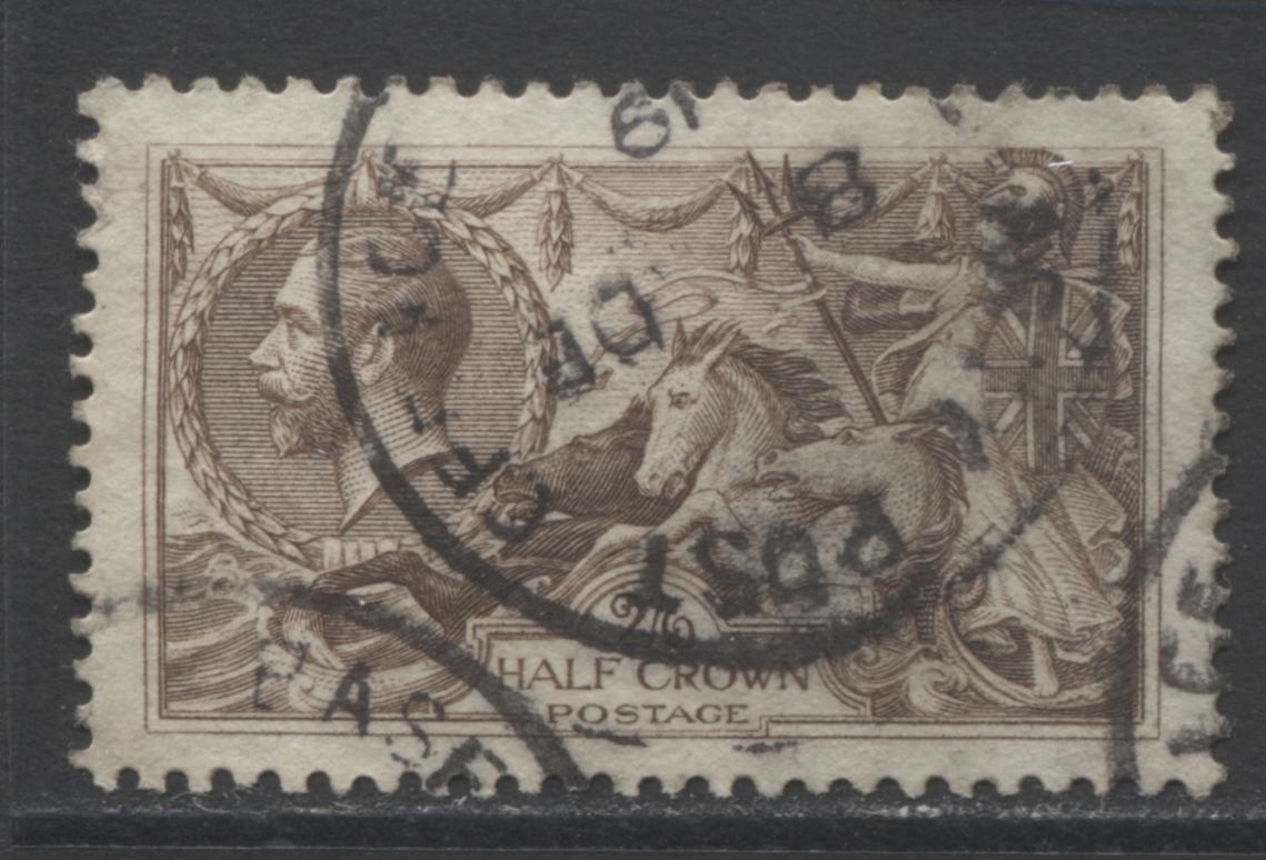 Lot 35 Great Britain SC#179 2/6d Olive Brown 1919-1934 Bradbury Wilkinson Seahorse Issue, A Fine Used Example, Click on Listing to See ALL Pictures