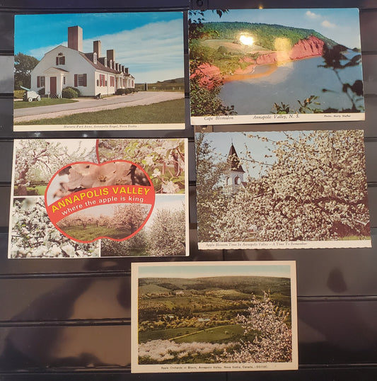 A Group of 5 Postcards From Anapolis Valley, Nova Scotia, Showing Various Views, From The 1930's and 1970's, Overall VF, Net Est. $3