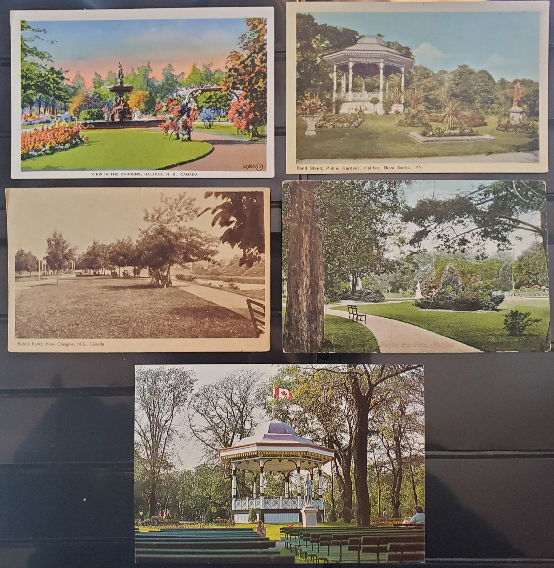 A Group of 5 Postcards From Halifax, Nova Scotia, Showing The Public Gardens, From The 1910's-1930's and 1980's, Overall Fine and VF, Net Est. $8
