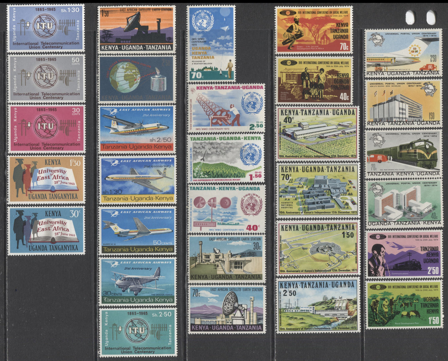 Lot 352 Kenya, Uganda & Tanzania (K.U.T) SC#140/295 1965-1974 Commemoratives, A VFNH Range Of Singles, 2017 Scott Cat. $11.15 USD, Click on Listing to See ALL Pictures