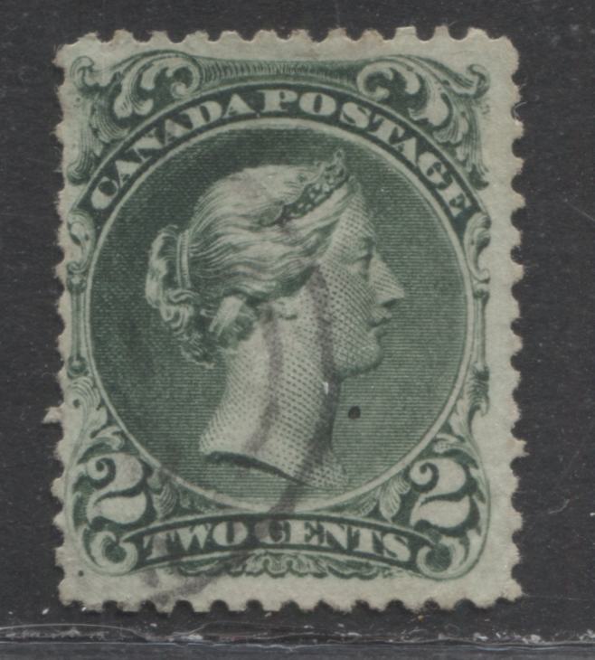 Lot 353 Canada #24iv 2c Deep Green Queen Victoria, 1868-1897 Large Queen Issue, A Good Used Example First Ottawa Printing, Perf. 12, Bothwell Paper (Duckworth Paper 6)