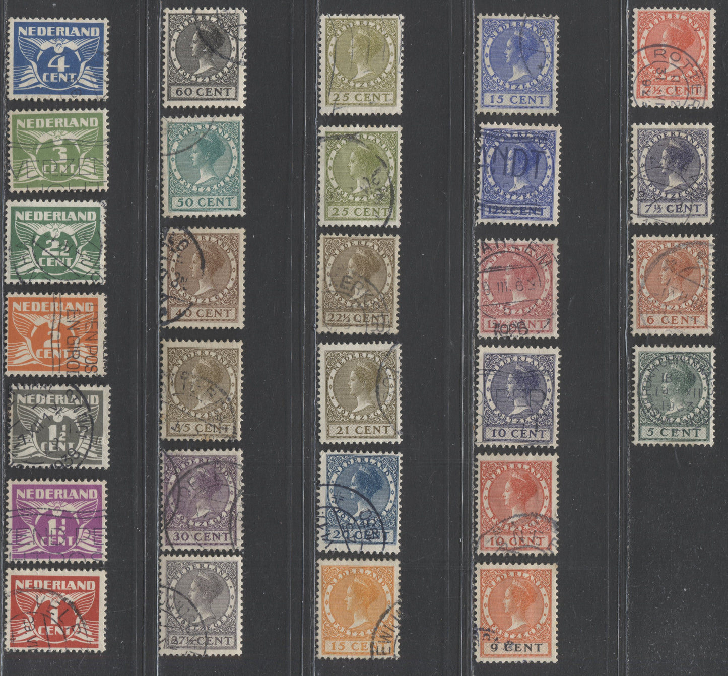 Lot 353 Netherlands SC#165/193 1926-1939 Queen Wilhelmina Watermarked Issue, A F/VF Used Range Of Singles, 2022 Scott Classic Cat.$39.95 USD, Click on Listing to See ALL Pictures