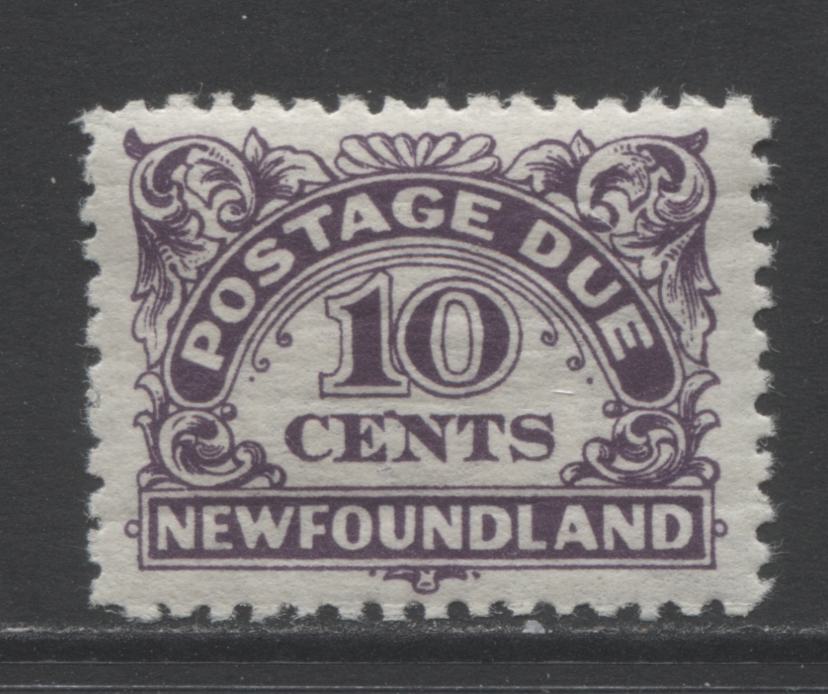 Lot 354 Newfoundland #J7 10c Dark Violet, 1939 Watermarked Postage Dues, A VFNH Single Showing Perf 10-10.5, Natural Gum Bends