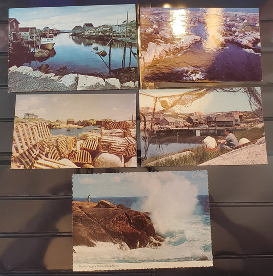 A Group of 5 Postcards From Peggy's Cove, Nova Scotia, Showing Coastal Views, From The 1970's-1980's, Overall VF, Net Est. $3