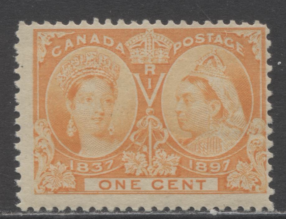 Lot 357 Canada #51ivar 1c Yellow Orange Queen Victoria, 1897 Diamond Jubilee Issue, A Fine NH Example  ,Flaw in "N" of "Cent"