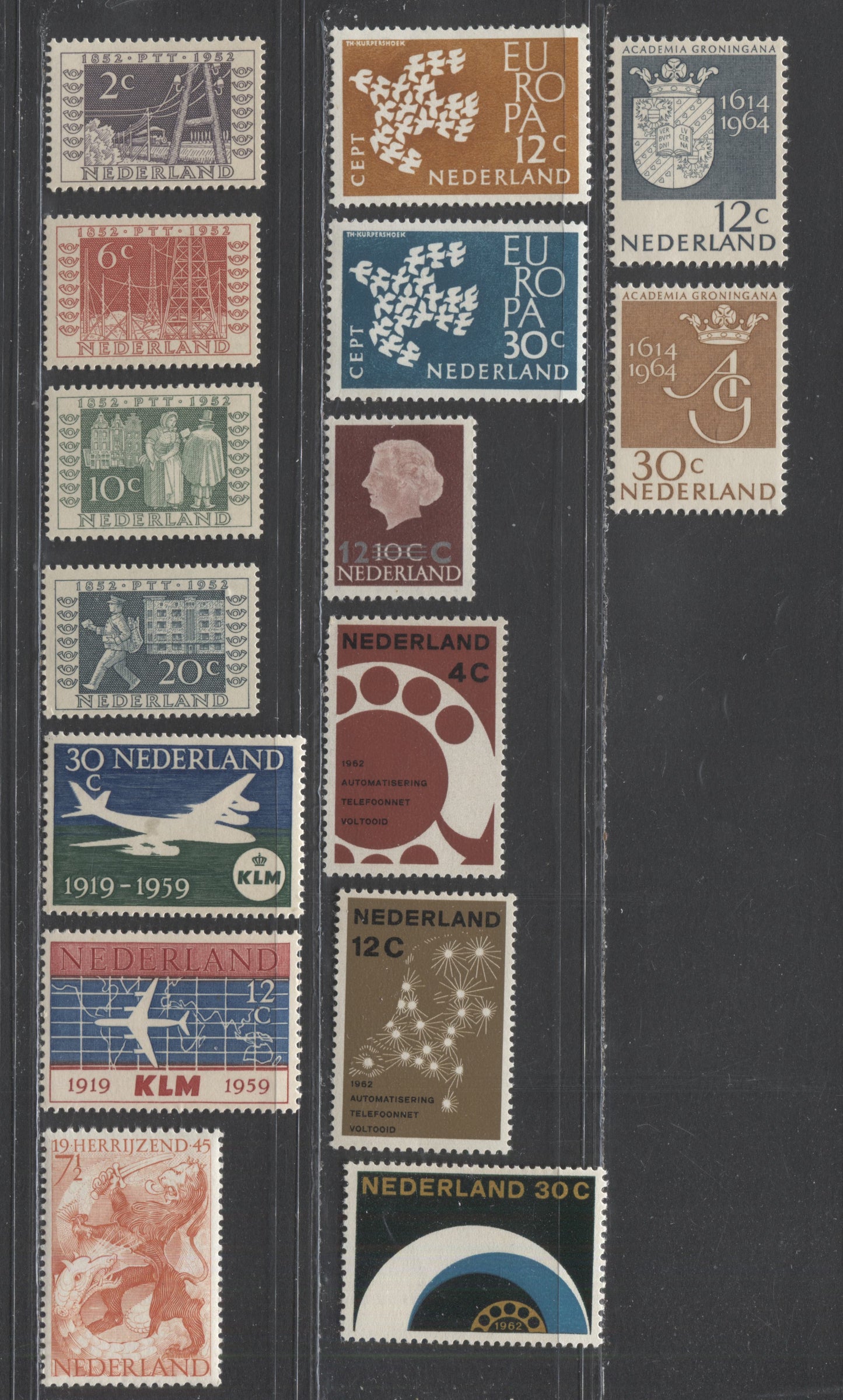 Lot 360 Netherlands SC#277/424 1945-1964 Commemoratives and Surcharges, A VFOG & NH Range Of Singles, 2017 Scott Cat. $16.5 USD, Click on Listing to See ALL Pictures