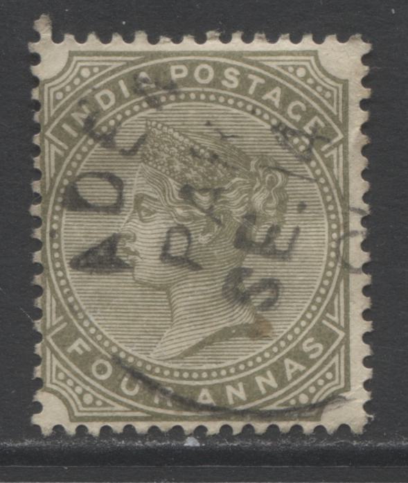 Lot 37 India Used in Aden SC#A47 4a Olive Gray 1901 Queen Victoria Keyplate Issue , A Fine Used Example, Click on Listing to See ALL Pictures