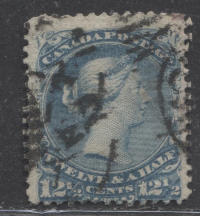 Lot 374 Canada #28i 12.5c Milky Blue Queen Victoria, 1868-1897 Large Queen Issue, A Good Used Example First Ottawa Printing, Perf. 12.1 x 12, Duckworth Paper 9b
