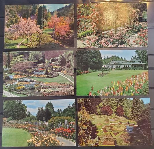 A Group of 6 Postcards From Victoria, BC, Showing The Butchart Gardens, From The 1960's, Overall VF, Net Est. $5