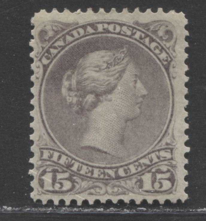 Lot 377 Canada #29 15c Grey Violet  Queen Victoria, 1868-1897 Large Queen Issue, A Fine OG Example Second Ottawa Printing, Perf. 12.1, Stout Vertical Wove