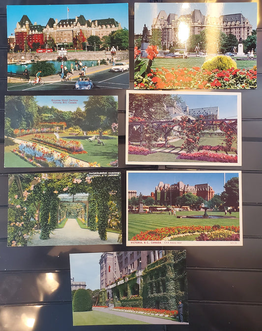A Group of 7 Postcards From Victoria, BC, Showing The Empress Hotel, From The 1930's-1960's, Overall VF, Net Est. $10