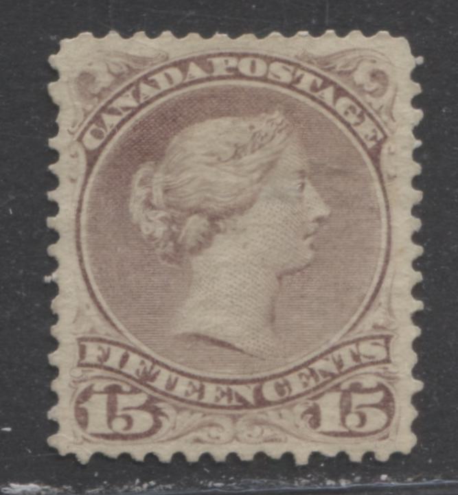 Lot 379 Canada #29b 15c Red Lilac Queen Victoria, 1868-1897 Large Queen Issue, A Fine Unused Example First Ottawa Printing, Perf. 12.1 x 12, Duckworth Paper 9