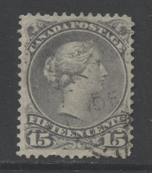 Lot 38 Canada #30 15c Deep Gray (Gray) Queen Victoria, 1868-1897 Large Queen Issue, A Very Fine Used Single On Vertical Wove Paper From The Second Ottawa Printing, Perf 12.1