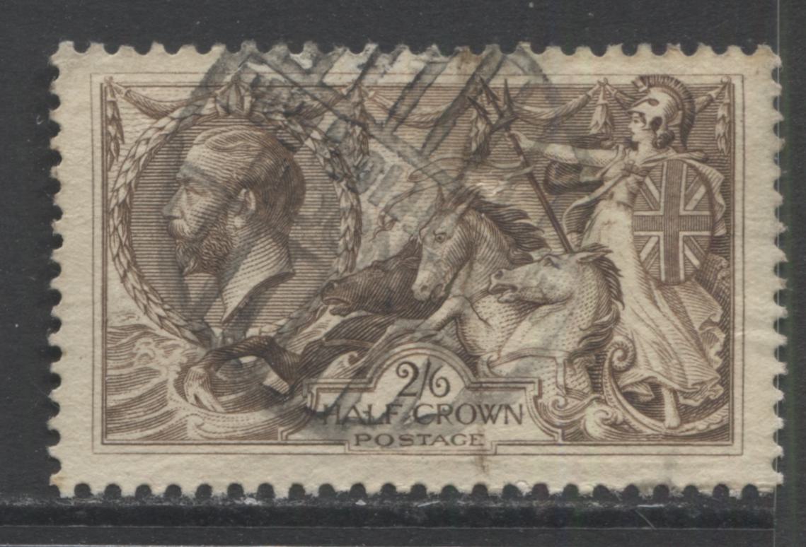 Lot 38 Great Britain SC#179 2/6d Olive Brown 1919-1934 Bradbury Wilkinson Seahorse Issue, A Fine Used Example, Click on Listing to See ALL Pictures