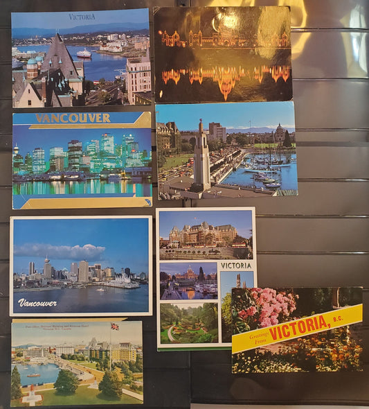 A Group of 8 Postcards From Victoria and Vancouver, BC, Showing Various Scenes, From The 1930's and 1970's-1990's, Overall VF, Net Est. $5